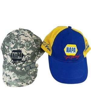 Lot of 2 Napa Racing Strapback Hats NASCAR‎ IndyCar Camo Mesh
